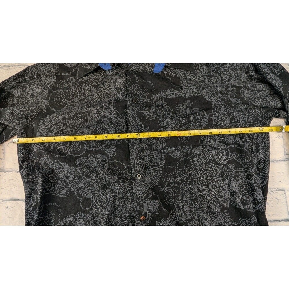 Crazy Horse Mens Long Sleeve Button Up Black Paisley With Roll Up Sleeve SZ XL - Picture 8 of 9